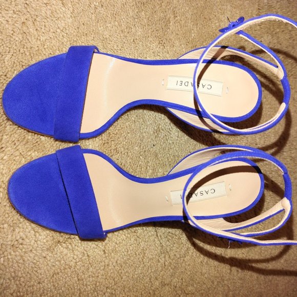 NEW CASADEI pellame open toe ankle strap blue suede sandals heels EU 35.5 - Picture 2 of 15